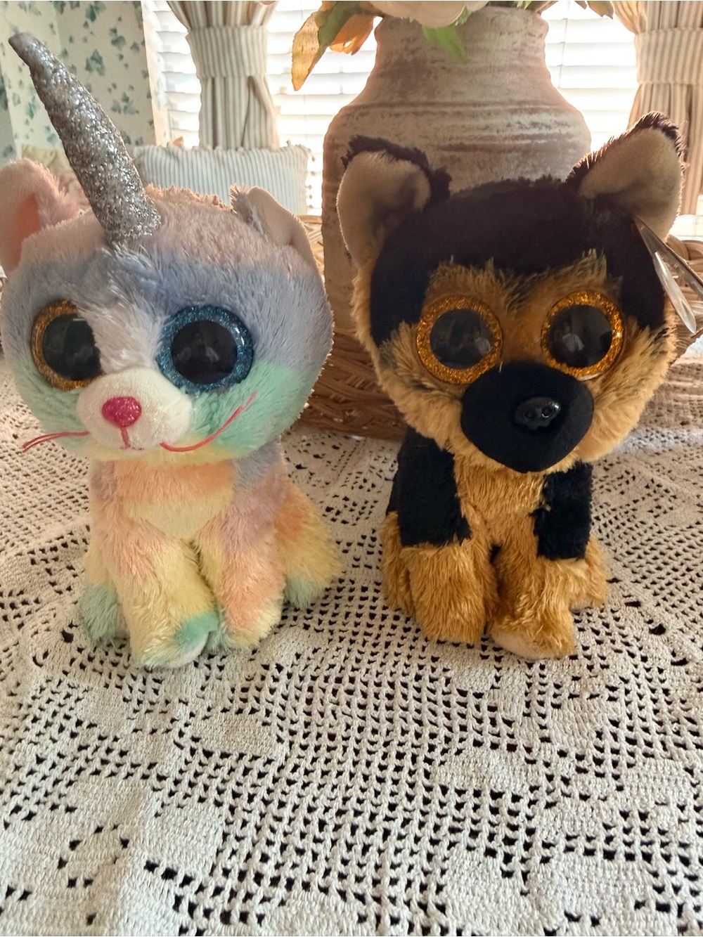 Ty Beanie Boos Lot: Heather Unicorn Cat & Spirit German Shepherd Plush